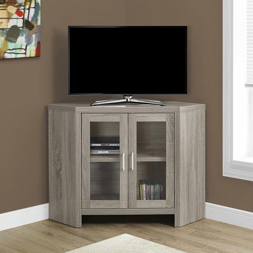 Monarch Specialties I 2701 | Meuble TV - 42" - En coin - Portes vitrés - Taupe Foncé-SONXPLUS Victoriaville