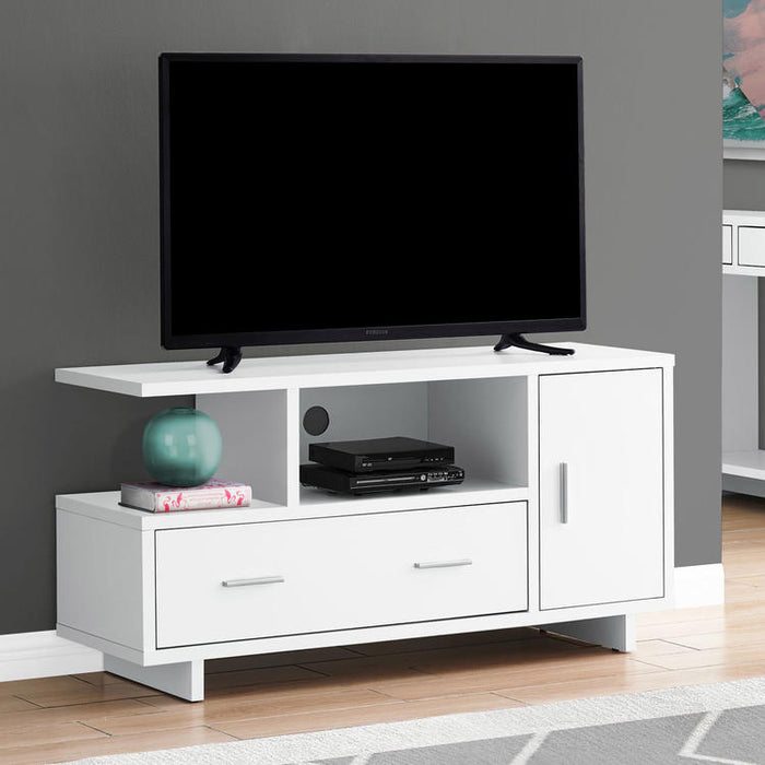 Monarch Specialties I 2800 | Meuble TV - 48" - Avec rangement - Blanc-SONXPLUS Victoriaville