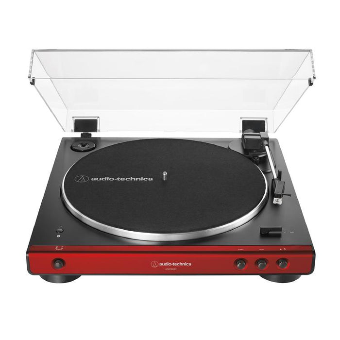 Audio-Technica AT-LP60XBT-RD | Table tournante Stéréo - Sans fil - Bluetooth - Entraînement par courroie - Entièrement automatique - Rouge-SONXPLUS Victoriaville