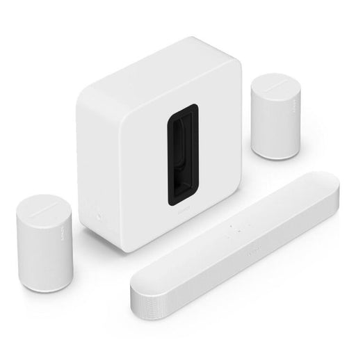 Sonos | Ensemble immersif haut de gamme avec Beam + Sub 4 + 2 Era 100 - Sans fil - Wi-Fi - Blanc-Sonxplus Victoriaville