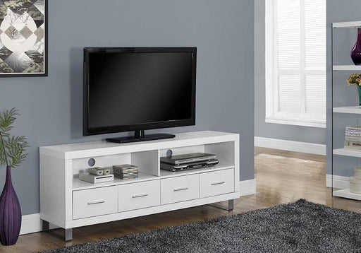 Monarch Specialties I2518 | Meuble TV - 60" - 4 Tiroirs - Blanc-SONXPLUS Victoriaville