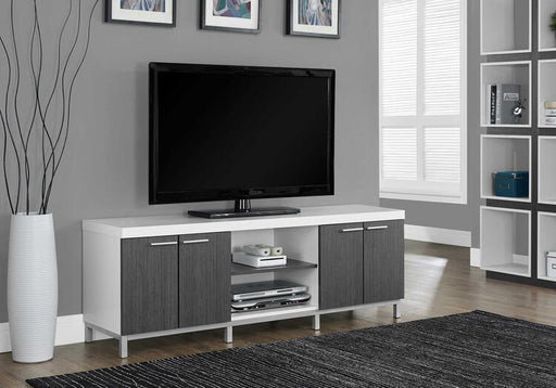 Monarch Specialties I 2591 | Meuble TV - 60" - 1 Tiroir - Blanc/Gris-SONXPLUS Victoriaville