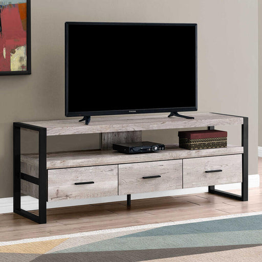 Monarch Specialties I2822 | Meuble TV - 60" - 3 Tiroirs - Taupe-SONXPLUS Victoriaville