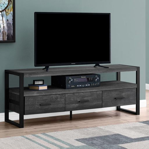 Monarch Specialties I 2823 | Meuble TV - 60" - 3 Tiroirs - Imitation Bois - Noir-SONXPLUS Victoriaville