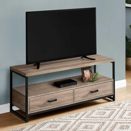 Monarch Specialties I2872 | Meuble TV - 48" - 2 Tiroirs de rangement - Taupe foncé-SONXPLUS Victoriaville